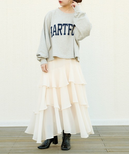 Chico（チコ）の「ショート丈デカロゴスウェット（スウェット・レディース・ネイビー/アイボリー/ライトグレー/チャコールグレー・FREE）」の8枚目の写真