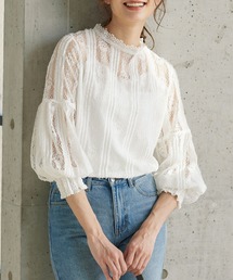 KOBE LETTUCE | ボリューム袖デザインレースブラウス(シャツ/ブラウス)