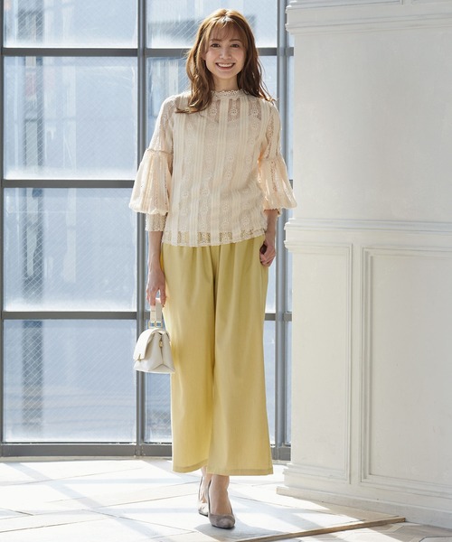 KOBE LETTUCE（コウベレタス）の「ボリューム袖デザインレースブラウス（シャツ/ブラウス・レディース・ピンク/オフホワイト/ブラック/ライトベージュ・FREE）」の11枚目の写真