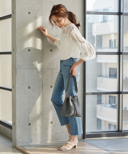 KOBE LETTUCE（コウベレタス）の「ボリューム袖デザインレースブラウス（シャツ/ブラウス・レディース・ピンク/オフホワイト/ブラック/ライトベージュ・FREE）」の9枚目の写真