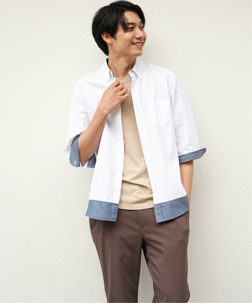 ikka(イッカ)の「【吸水速乾】7分オックスシャツCOOLMAX ECO(シャツ/ブラウス・メンズ・ホワイト/ネイビー/ベージュ・S/M/XL/L)」の2枚目の写真