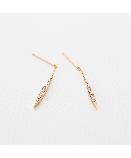 K10ダイヤモンド マーキース スタッドピアス（ピアス（両耳用