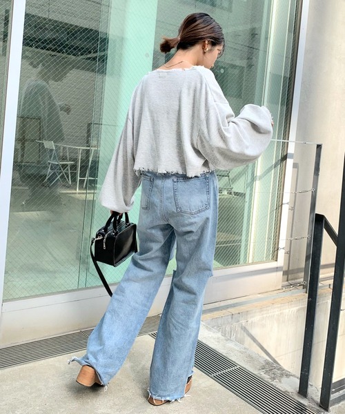 WHO'S WHO gallery(フーズフーギャラリー)の「ワッフルダメージカーデ(カーディガン/ボレロ・レディース・サックスブルー/オートミール/イエロー×グリーン/レモンイエロー/ブラック・FREE)」の13枚目の写真