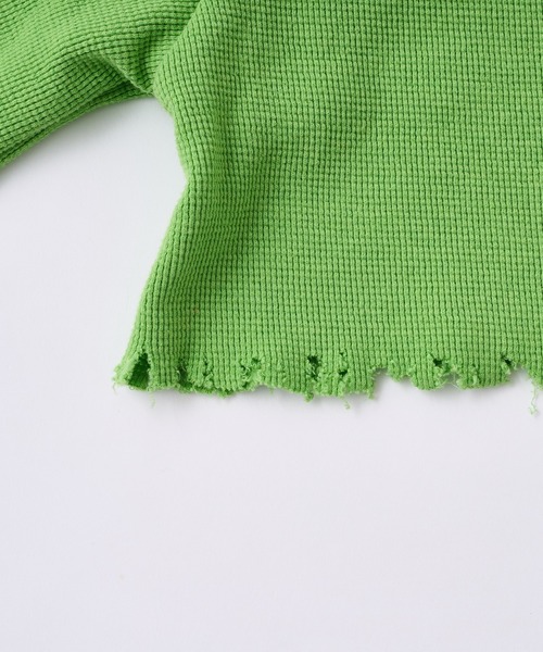 WHO'S WHO gallery(フーズフーギャラリー)の「ワッフルダメージカーデ(カーディガン/ボレロ・レディース・サックスブルー/オートミール/イエロー×グリーン/レモンイエロー/ブラック・FREE)」の15枚目の写真