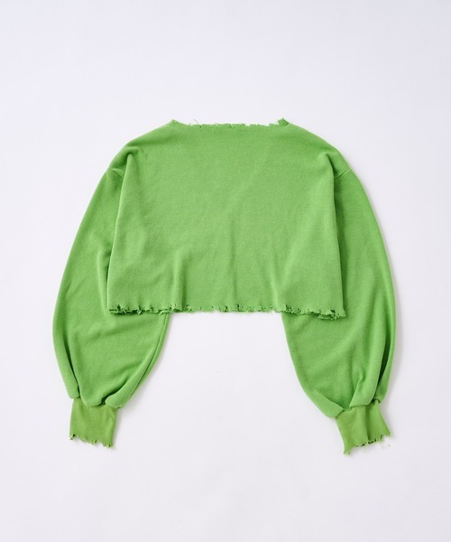 WHO'S WHO gallery(フーズフーギャラリー)の「ワッフルダメージカーデ(カーディガン/ボレロ・レディース・サックスブルー/オートミール/イエロー×グリーン/レモンイエロー/ブラック・FREE)」の10枚目の写真