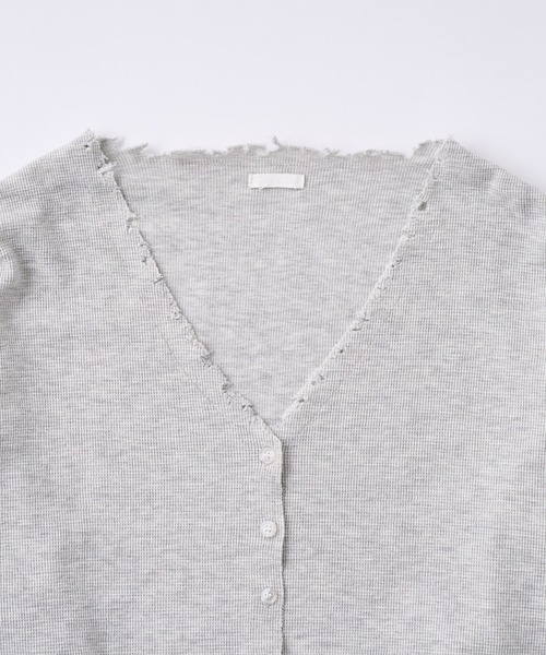 WHO'S WHO gallery(フーズフーギャラリー)の「ワッフルダメージカーデ(カーディガン/ボレロ・レディース・サックスブルー/オートミール/イエロー×グリーン/レモンイエロー/ブラック・FREE)」の21枚目の写真