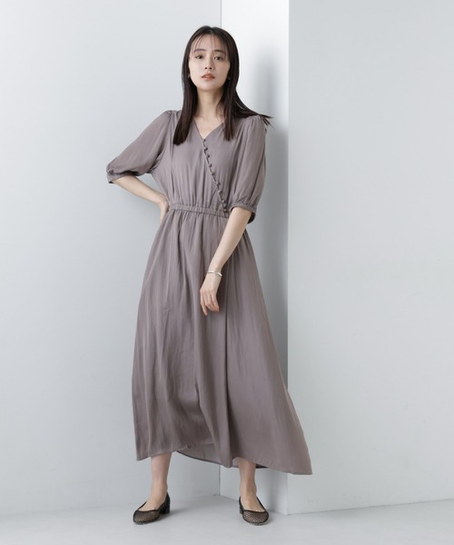 ナノユニバースLUSANA ゼブラカシュクールミモレ丈ティアードワンピース ナノユニバースLUSANA ゼブラカシュクールミモレ丈ティアード