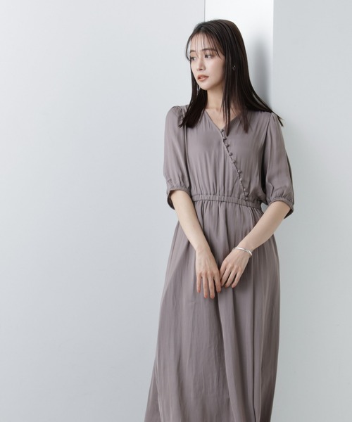 NANO universe（ナノユニバース）の「【WEB限定】サテンマキシカシュクールワンピース（ワンピース・レディース・グレー系その他4/チャコール・マルチサイズ）」の3枚目の写真