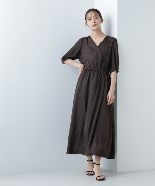 セール】【WEB限定】サテンマキシカシュクールワンピース