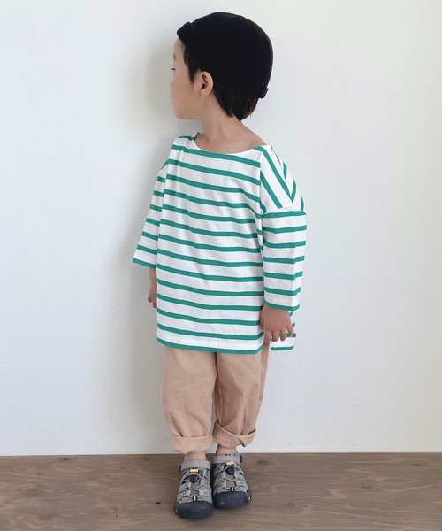 CIAOPANIC TYPY（チャオパニックティピー）の「【ZOZOTOWN限定】バスクボーダーオーバーハーフスリーブTee（Tシャツ/カットソー・キッズ・グリーン/ブルー/ホワイト/ホワイト系その他/オレンジ・S/M/L/XL/XXL）」の4枚目の写真