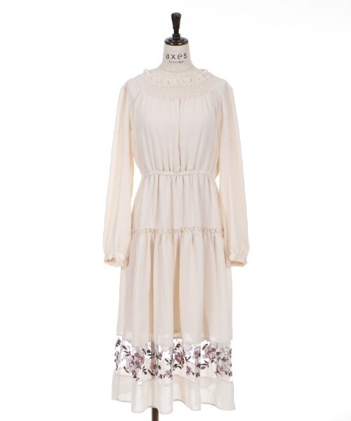 専用♡E74.慈雨【刺繍/変形：ヘム◆ワンピース/チュニック】L相当 ゆったり セール】 ◇ニット×ワンピースセットアップ （ワンピース