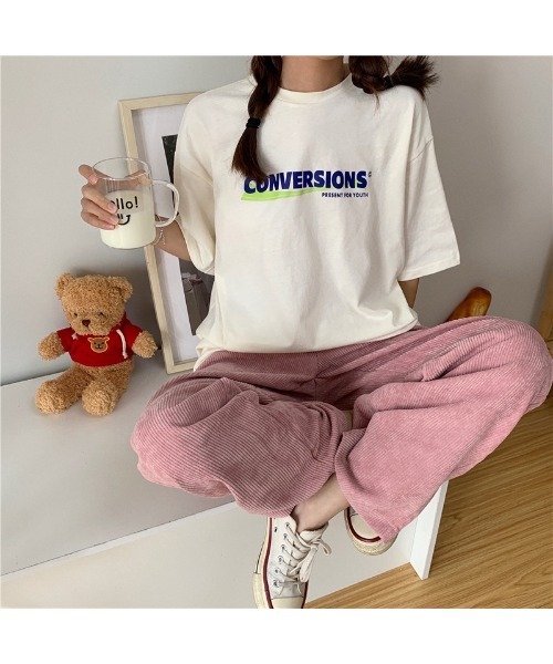 DEVICE(デバイス)の「ビッグシルエット ストリート ヴィンテージライク 古着風 プリント 半袖 Tシャツ(Tシャツ/カットソー・レディース・ホワイト/グレー・FREE)」の5枚目の写真