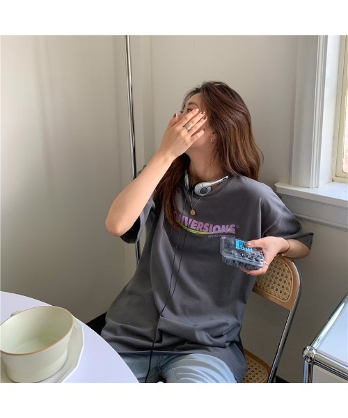DEVICE(デバイス)の「ビッグシルエット ストリート ヴィンテージライク 古着風 プリント 半袖 Tシャツ(Tシャツ/カットソー・レディース・ホワイト/グレー・FREE)」の21枚目の写真
