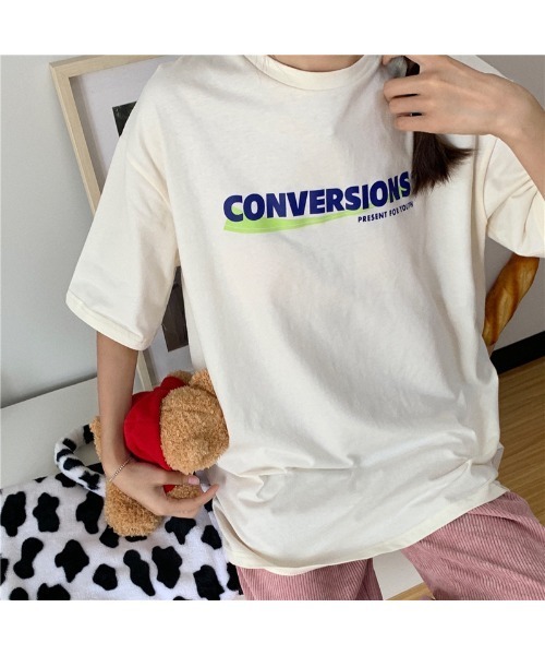 DEVICE(デバイス)の「ビッグシルエット ストリート ヴィンテージライク 古着風 プリント 半袖 Tシャツ(Tシャツ/カットソー・レディース・ホワイト/グレー・FREE)」の4枚目の写真