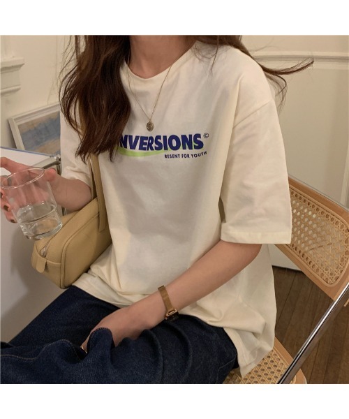 DEVICE(デバイス)の「ビッグシルエット ストリート ヴィンテージライク 古着風 プリント 半袖 Tシャツ(Tシャツ/カットソー・レディース・ホワイト/グレー・FREE)」の17枚目の写真