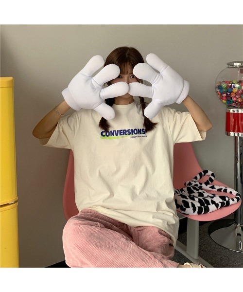 DEVICE(デバイス)の「ビッグシルエット ストリート ヴィンテージライク 古着風 プリント 半袖 Tシャツ(Tシャツ/カットソー・レディース・ホワイト/グレー・FREE)」の10枚目の写真