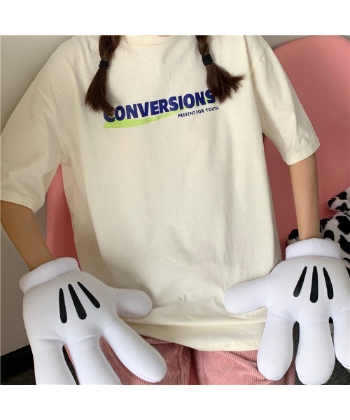 DEVICE(デバイス)の「ビッグシルエット ストリート ヴィンテージライク 古着風 プリント 半袖 Tシャツ(Tシャツ/カットソー・レディース・ホワイト/グレー・FREE)」の9枚目の写真