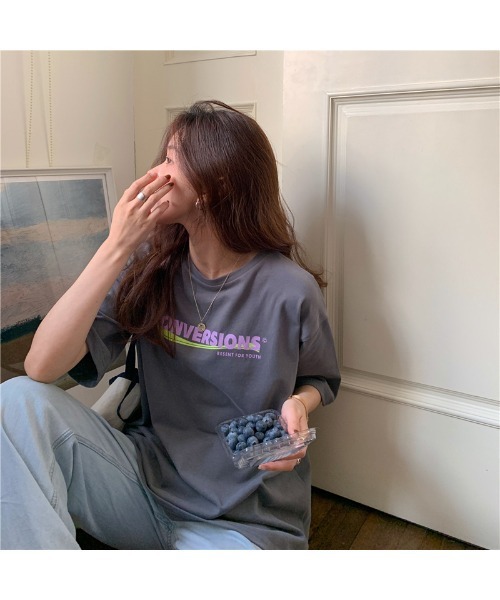 DEVICE(デバイス)の「ビッグシルエット ストリート ヴィンテージライク 古着風 プリント 半袖 Tシャツ(Tシャツ/カットソー・レディース・ホワイト/グレー・FREE)」の22枚目の写真