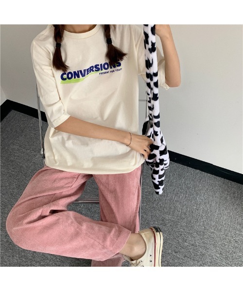 DEVICE(デバイス)の「ビッグシルエット ストリート ヴィンテージライク 古着風 プリント 半袖 Tシャツ(Tシャツ/カットソー・レディース・ホワイト/グレー・FREE)」の14枚目の写真