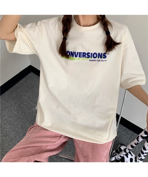 DEVICE(デバイス)の「ビッグシルエット ストリート ヴィンテージライク 古着風 プリント 半袖 Tシャツ(Tシャツ/カットソー・レディース・ホワイト/グレー・FREE)」の8枚目の写真