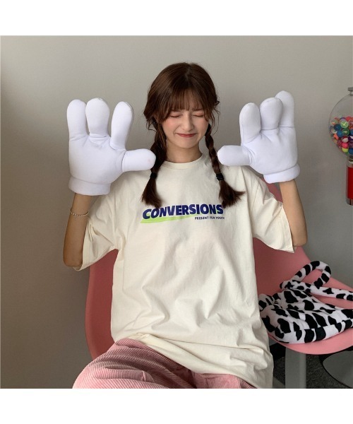 DEVICE(デバイス)の「ビッグシルエット ストリート ヴィンテージライク 古着風 プリント 半袖 Tシャツ(Tシャツ/カットソー・レディース・ホワイト/グレー・FREE)」の11枚目の写真