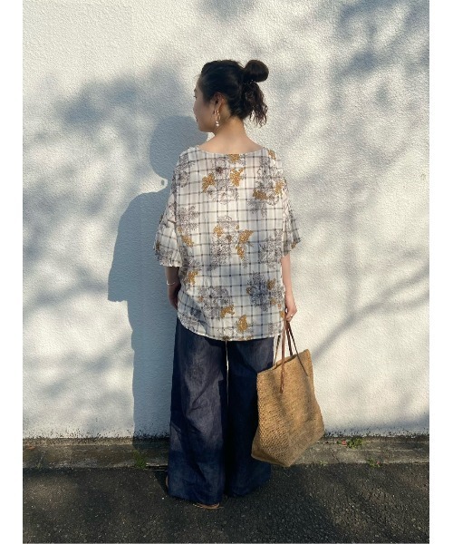 BEARDSLEY（ビアズリー）の「チェックフラワーブラウス（シャツ/ブラウス・レディース・パープル/イエロー・FREE）」の8枚目の写真