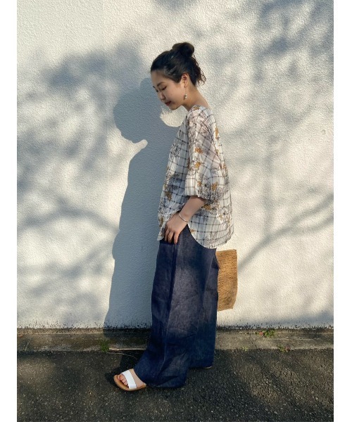 BEARDSLEY（ビアズリー）の「チェックフラワーブラウス（シャツ/ブラウス・レディース・パープル/イエロー・FREE）」の9枚目の写真