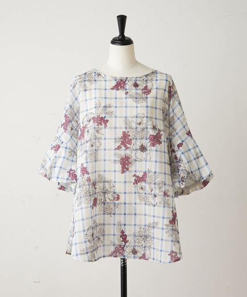 BEARDSLEY（ビアズリー）の「チェックフラワーブラウス（シャツ/ブラウス・レディース・パープル/イエロー・FREE）」の13枚目の写真