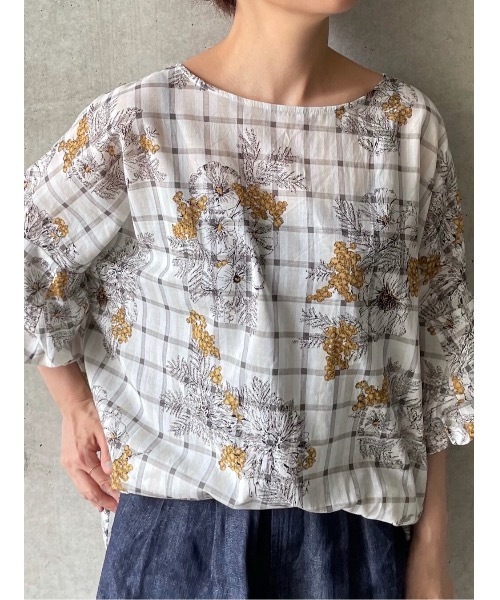 BEARDSLEY（ビアズリー）の「チェックフラワーブラウス（シャツ/ブラウス・レディース・パープル/イエロー・FREE）」の19枚目の写真