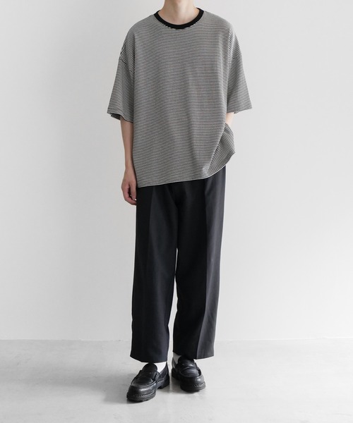 remer（リメール）の「loose basic border Tee/ルーズベーシックボーダーTee（Tシャツ/カットソー・メンズ・ブラック・SMALL/MEDIUM/LARGE）」の7枚目の写真