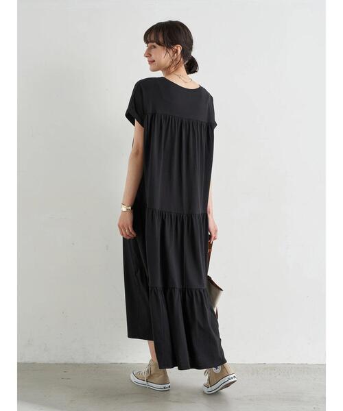 earth music&ecology（アースミュージックアンドエコロジー）の「バックティアードカットワンピース　＊（ワンピース・レディース・ブラック/ラベンダー/ベージュ・FREE）」の4枚目の写真