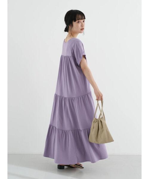 earth music&ecology（アースミュージックアンドエコロジー）の「バックティアードカットワンピース　＊（ワンピース・レディース・ブラック/ラベンダー/ベージュ・FREE）」の6枚目の写真