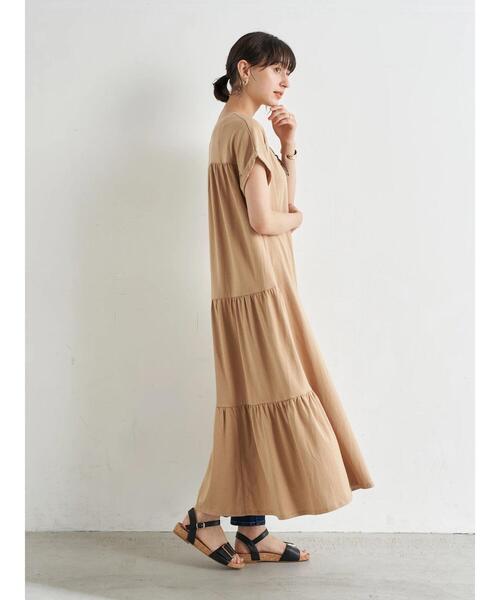 earth music&ecology（アースミュージックアンドエコロジー）の「バックティアードカットワンピース　＊（ワンピース・レディース・ブラック/ラベンダー/ベージュ・FREE）」の10枚目の写真