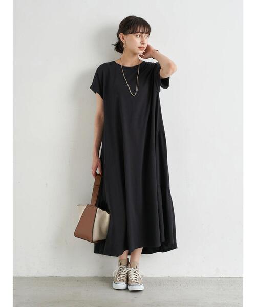 earth music&ecology（アースミュージックアンドエコロジー）の「バックティアードカットワンピース　＊（ワンピース・レディース・ブラック/ラベンダー/ベージュ・FREE）」の19枚目の写真