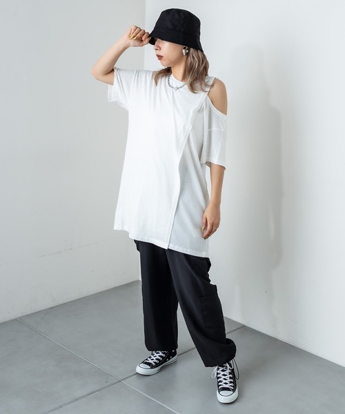 RASVOA(ラスボア)の「シアーメニーポケットパンツ(カーゴパンツ・レディース・オフホワイト/ブラック・FREE)」の8枚目の写真