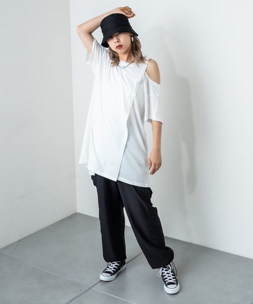 RASVOA(ラスボア)の「シアーメニーポケットパンツ(カーゴパンツ・レディース・オフホワイト/ブラック・FREE)」の9枚目の写真