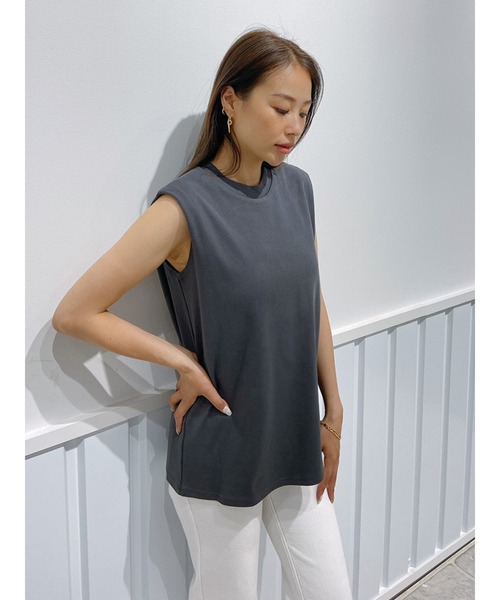 Vicente（ヴィセンテ）の「Simple tanktop（Tシャツ/カットソー・レディース・オフホワイト/グレー・FREE）」の4枚目の写真