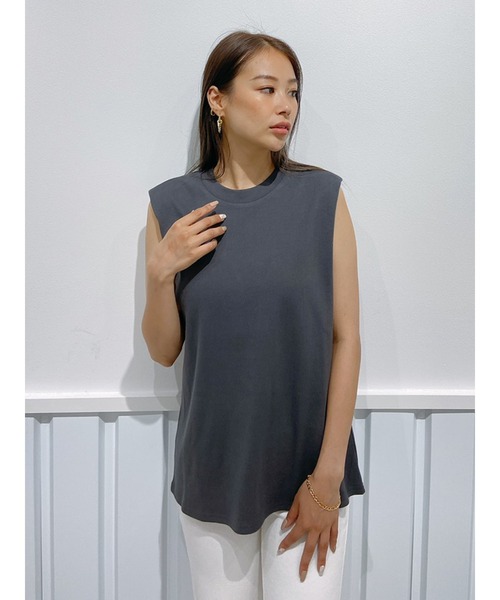 Vicente（ヴィセンテ）の「Simple tanktop（Tシャツ/カットソー・レディース・オフホワイト/グレー・FREE）」の12枚目の写真