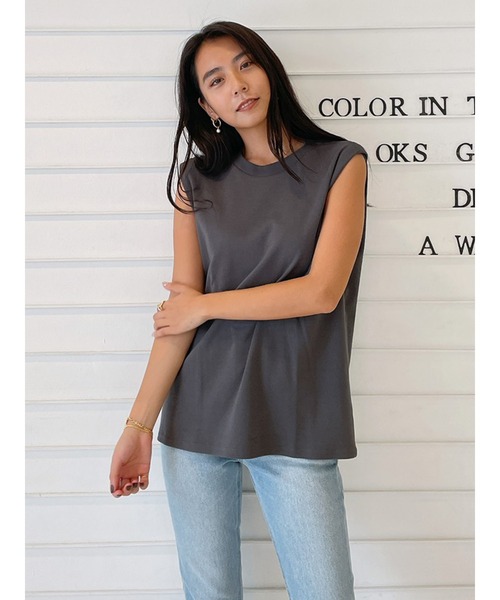 Vicente（ヴィセンテ）の「Simple tanktop（Tシャツ/カットソー・レディース・オフホワイト/グレー・FREE）」の7枚目の写真