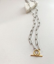 mou | シルバー×ゴールドマンテルシンプルネックレス(ネックレス)