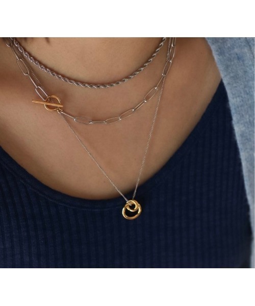 mou（モウ）の「シルバー×ゴールドマンテルシンプルネックレス（ネックレス・レディース・シルバー×ゴールド・FREE）」の7枚目の写真