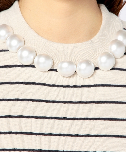 Another Edition(アナザーエディション)の「プラパール×ボーダープルオーバー/AEFC PEARL BOR PO◆(ニット/セーター・レディース・ベージュ/コバルトブルー/レッド・フリ-)」の7枚目の写真