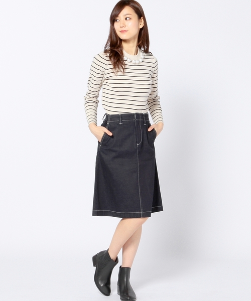 Another Edition(アナザーエディション)の「プラパール×ボーダープルオーバー/AEFC PEARL BOR PO◆(ニット/セーター・レディース・ベージュ/コバルトブルー/レッド・フリ-)」の8枚目の写真