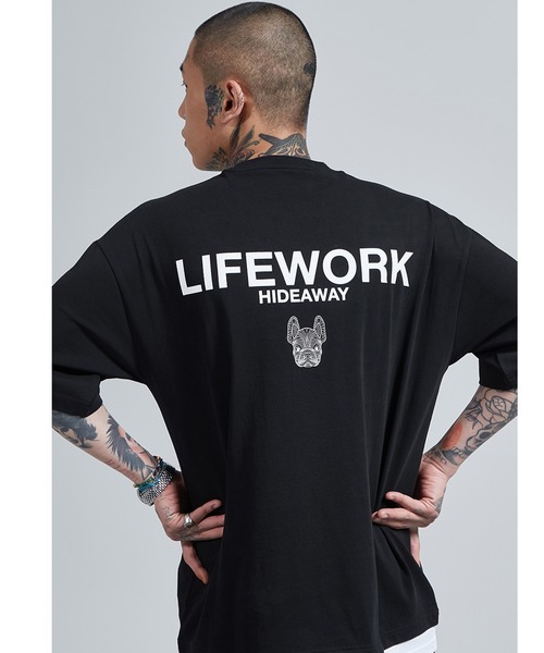 【韓国 Life Work】フレームロゴ配色レイヤード半袖Tシャツ LIFE WORK（ライフワーク）の「『LIFE WORK/ライフワーク