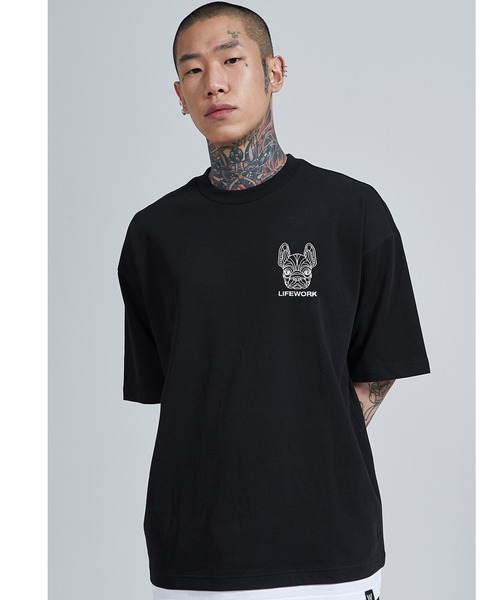 【韓国 Life Work】フレームロゴ配色レイヤード半袖Tシャツ LIFE WORK（ライフワーク）の「『LIFE WORK/ライフワーク
