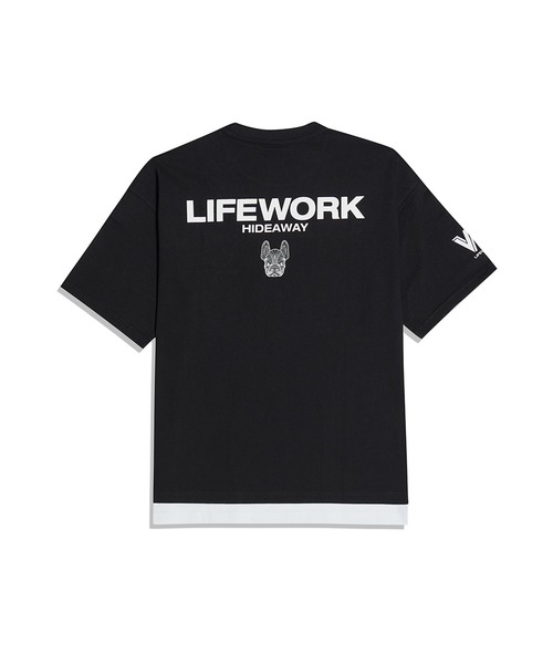 【韓国 Life Work】フレームロゴ配色レイヤード半袖Tシャツ LIFE WORK（ライフワーク）の「『LIFE WORK/ライフワーク