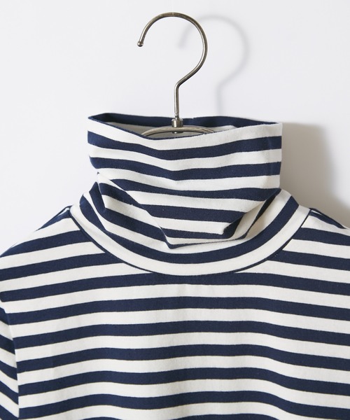 CIAOPANIC（チャオパニック）の「ボーダーカットタートルネックトップス（Tシャツ/カットソー・レディース・ブラック/ネイビー/ブラウン・FREE）」の5枚目の写真