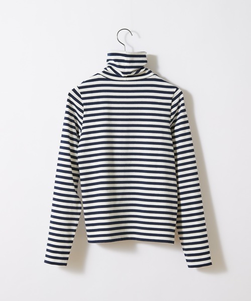 CIAOPANIC（チャオパニック）の「ボーダーカットタートルネックトップス（Tシャツ/カットソー・レディース・ブラック/ネイビー/ブラウン・FREE）」の6枚目の写真