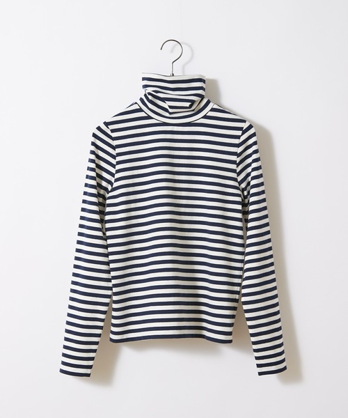 CIAOPANIC（チャオパニック）の「ボーダーカットタートルネックトップス（Tシャツ/カットソー・レディース・ブラック/ネイビー/ブラウン・FREE）」の14枚目の写真