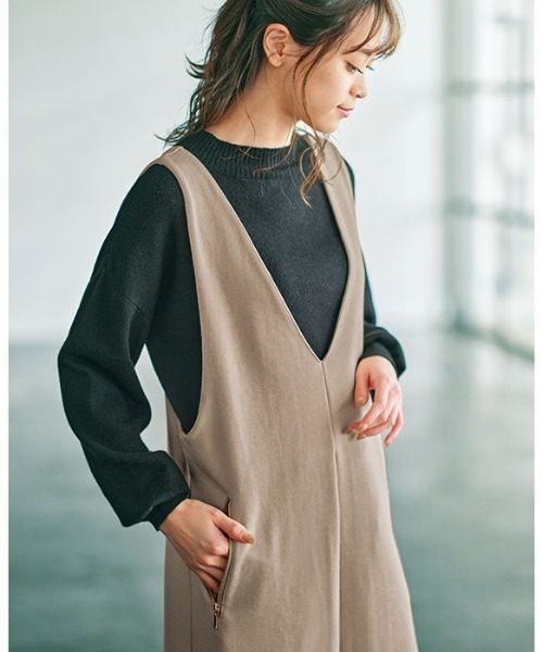 GeeRA(ジーラ)の「ポンチ裏起毛ジャンパースカート(ジャンパースカート・レディース・ベージュ/ブラック/ブラウン・XX-LARGE/LARGE/X-LARGE/MEDIUM)」の10枚目の写真